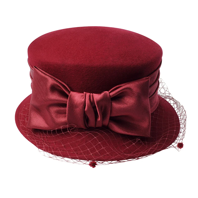 H3525 женская шляпа Fedoras, Женская осенне-зимняя теплая Модная кепка, женская утепленная Кепка в Корейском стиле, с бантом, с сеткой, для банкета, вечерние, элегантные кепки s