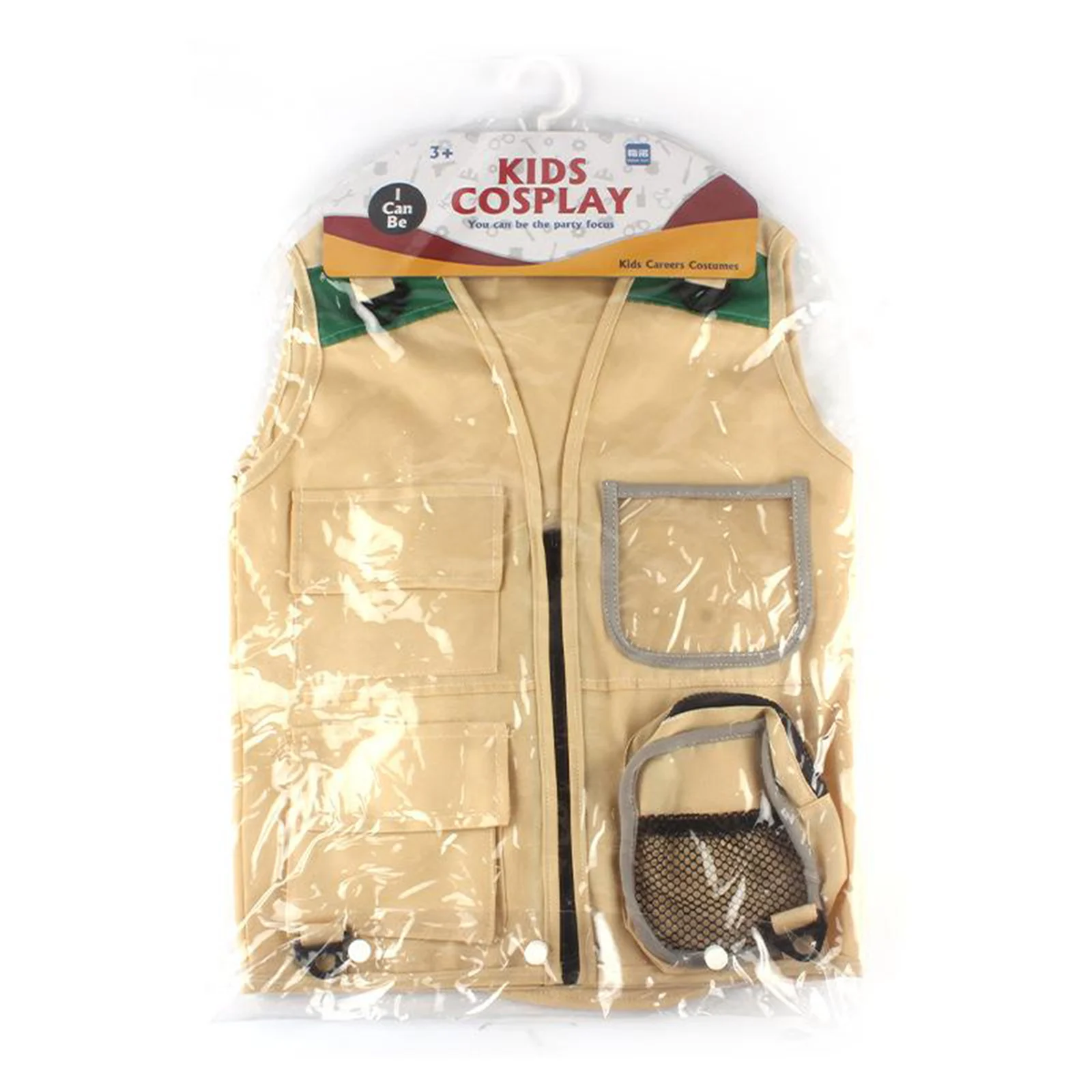 Kid's Khaki Cargo Vest and Hat Backyard Safari Costume for 3-7