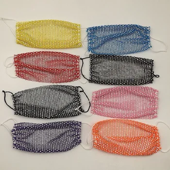 

Mouth Face Mask Facemask Cover Statment Bling Body Chain Mask Glitter Crystal Jewelry Rhinestone Nightclub Party for Women
