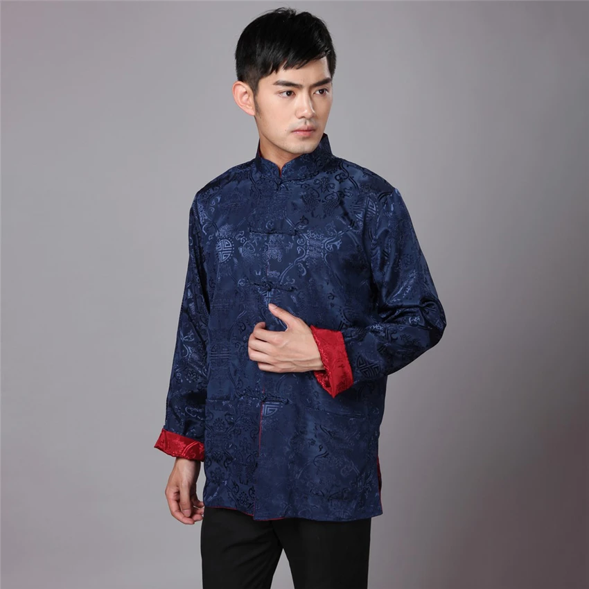 Tang Suit Traditional Chinese Clothing for Men Shirt Jacket Double Wear Collar Cheongsam Top Retro News Year Clothes Kung Fu