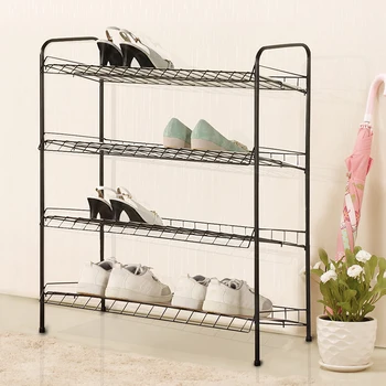 

Space-saving Shoe Rack 4-Tier Shoe Rack Shelf Shelving Storage Unit Organizer Wire Rack Carbon Steel Home Stand Storage Shelf