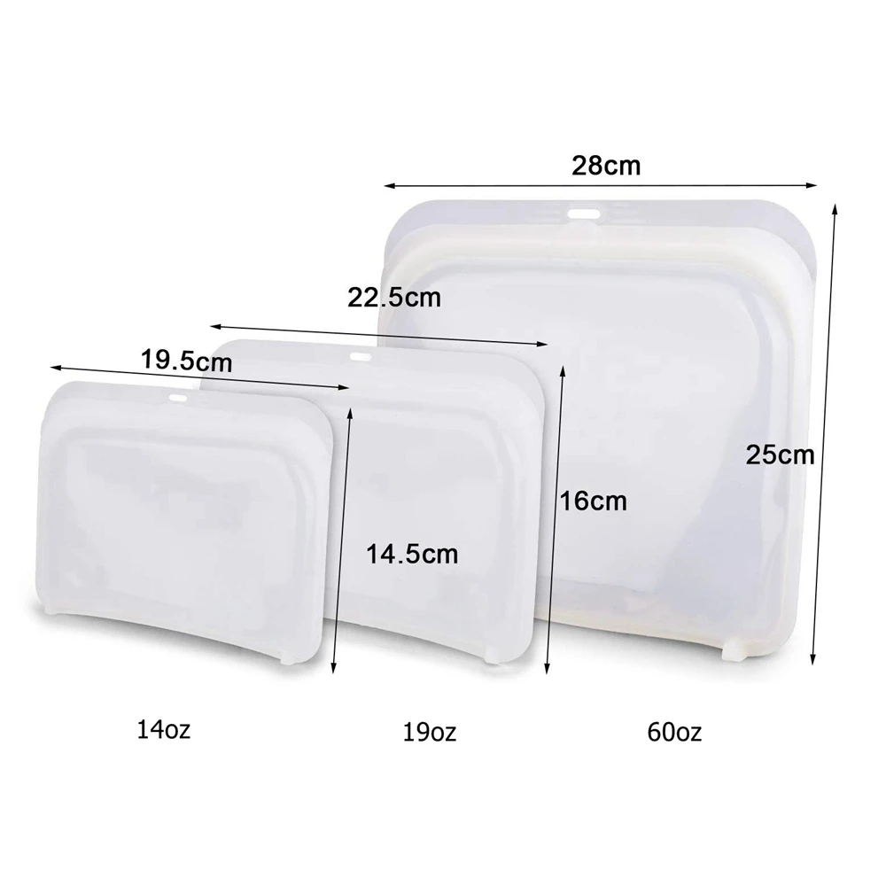 Eco-Friendly Silicone Reusable Food Storage Bags - Airtight & Versatile for Snacks and More (3-Pack)
