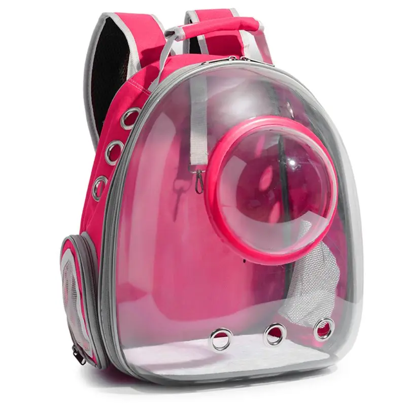 Высококачественная Новая прозрачная Наплечная Сумка с изображением кошки пузырчатая купольная конструкция 5 шт. дорожная простая космическая сумка для домашних животных - Цвет: Ярко-розовый
