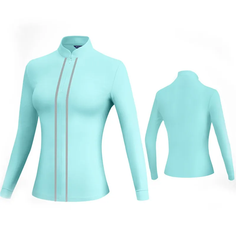 PGM golf Блуза женская рубашка одежда для гольфа женские Топы футболка с длинным рукавом воротник стойка приталенная Повседневная рубашка для гольфа