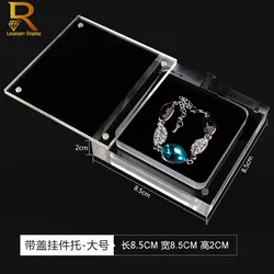 Elegant Acrylic Glass Gem Display Box - White & Black Jewelry Organizer and Showcase (8.5X8.5CM)