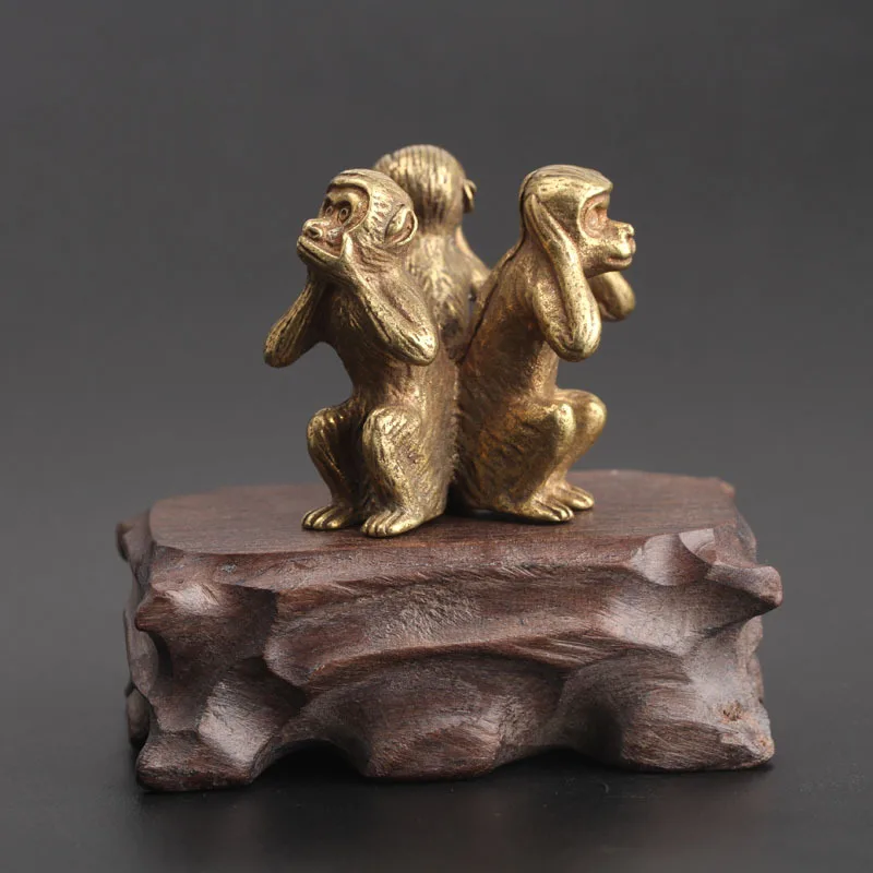 Античная медь три обезьяны домашний декор украшения для гостиной китайские 12