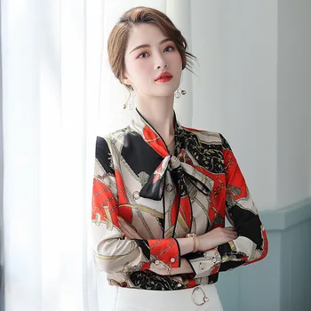 

Peacock Blue Shirt Female 2020 Pattern Temperament Top Ol Occupation Set Up Collar Tooling Shirt Female