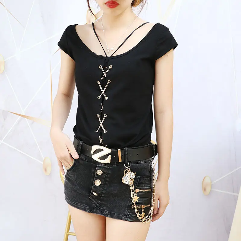 2025 sommer Neue Trend Punk Stil Elastische Dünne Sexy Damen Tasche Hüfte Denim Rock Weibliche Jeans Mini Rock Passenden Gürtel mujer – Detail 8