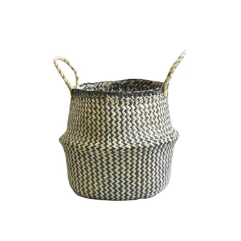 

Flowerpot Round Braided Home Decoration DIY Plant Hanger Laundry Wicker Foldable Basket Storage With Handle