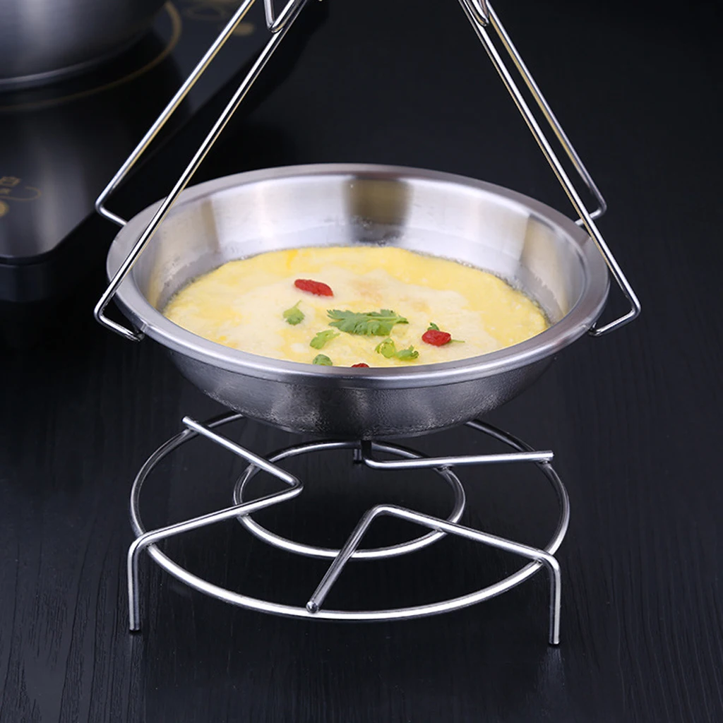 2pcs Durable Round Stainless Steam Rack Trivet Food Cooking Holder Pot Stand