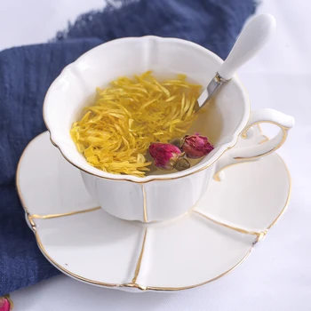 

Personalized Office Ceramic Tea Cup Luxury Gold Tea Saucer Set Royal High Quality Solid White Bone China Kubek Creative Gift E60