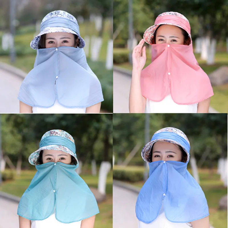 

Women's Sun Protection Hat Fashion Topee Face Covering Mask Summer Riding Hat Outdoor Sun Hat Women's
