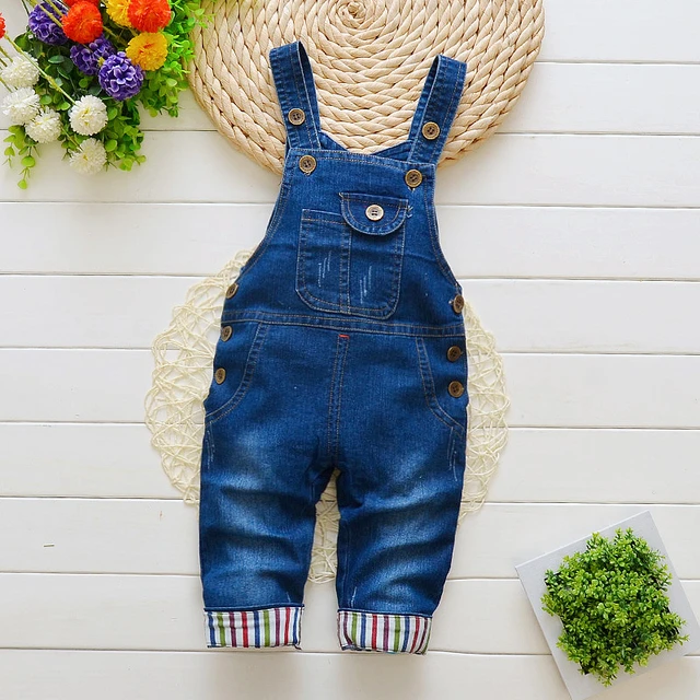 Pantalones vaqueros de algodón para recién nacido, pantalones vaqueros con tirantes para niños pequeños, prendas de vestir para bebés de 0 a 4T, Yong - AliExpress