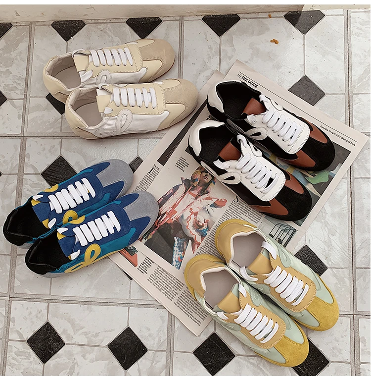 Buono Scarpe/легкие женские кожаные кроссовки; повседневная спортивная обувь с круглым носком; разноцветная Обувь На Шнуровке; повседневная обувь с бантом; Femme
