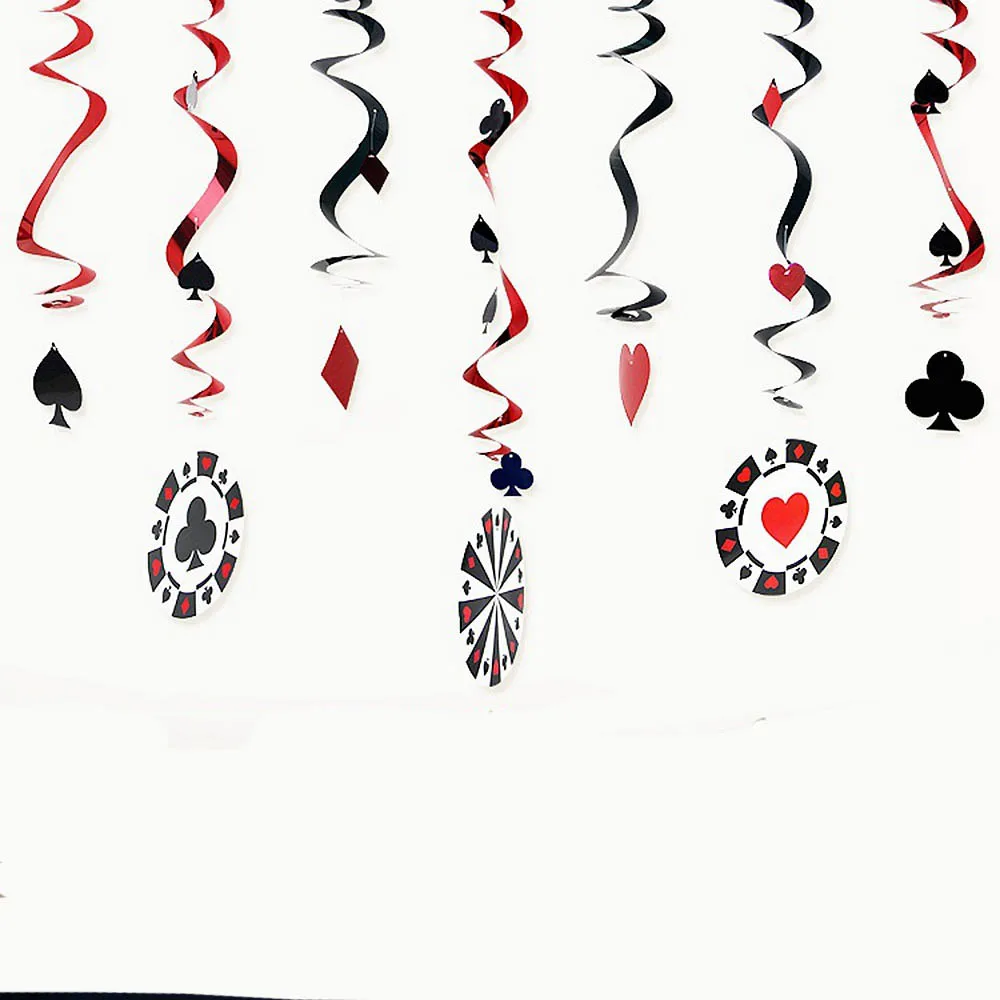 Казино маг тематические вечерние покер логотип реквизит для фотографий на день рождения магическое шоу Лас-Вегас вечерние украшения Шары Баннер - Цвет: foil swirl-9pcs