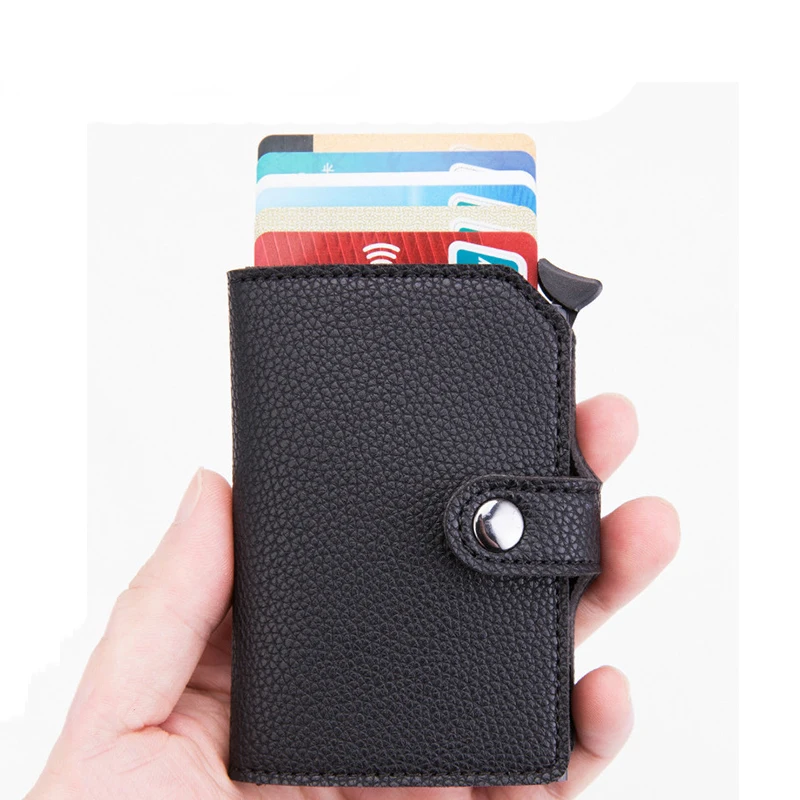 BISI GORO защитный мужской кошелек RFID Блокировка ID кредитный держатель для карт кожаный металлический алюминиевый бизнес-чехол для банковских карт кошелек для карт