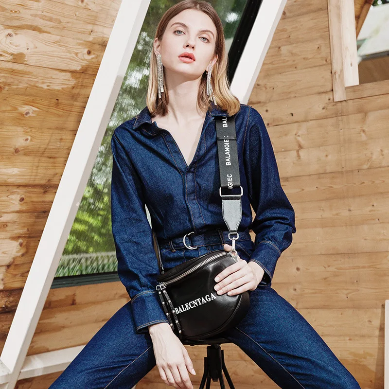 

Women's Messenger Bag 2019 New Style Handbag Single Shoulder Bag Genuine Leather shoulder Solid Luxury Letters Solid Lady Bags