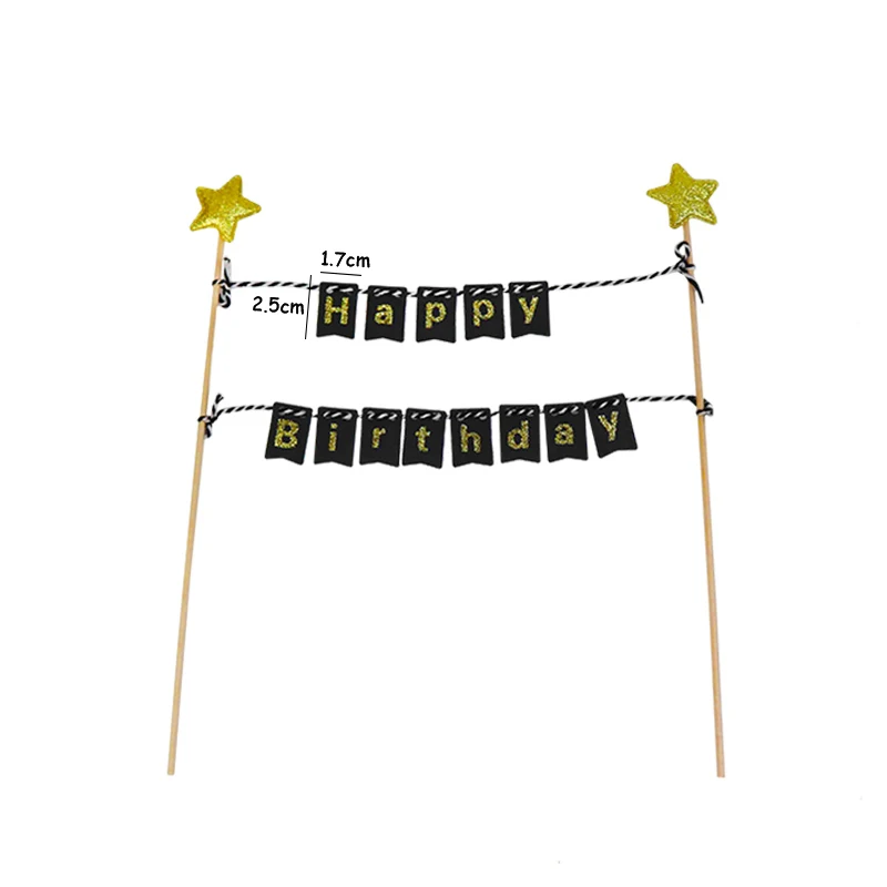 1Set Happy Birthday Cake Toppers Banner Flag Baby Shower Birthday Party Cupcake Topper Kids Girl Boy Birthday Cake Decorations