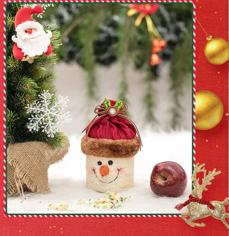 Год плюшевая сумка Снеговик Noel Deco Navidad Санта Клаус яблоко конфеты мешок украшения Рождественские вечерние мягкие сумки для хранения конфет