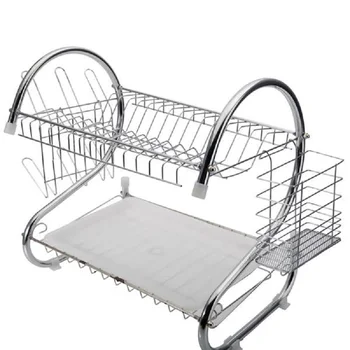 

Plated Dish Racks Chrome Plate Organizer Countertop Drying Stand Bowl Plate Dish Cup Cutler Drainer Storage Pan Cover