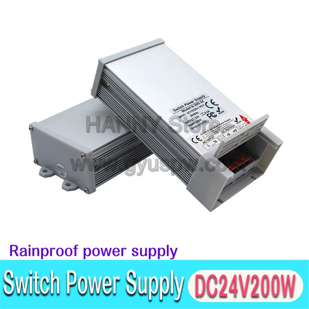 Непромокаемый источник питания 24 в 200 Вт трансформаторы 110 В 220 В AC DC24V наружный источник питания для светодиодных лент светильник-монитор