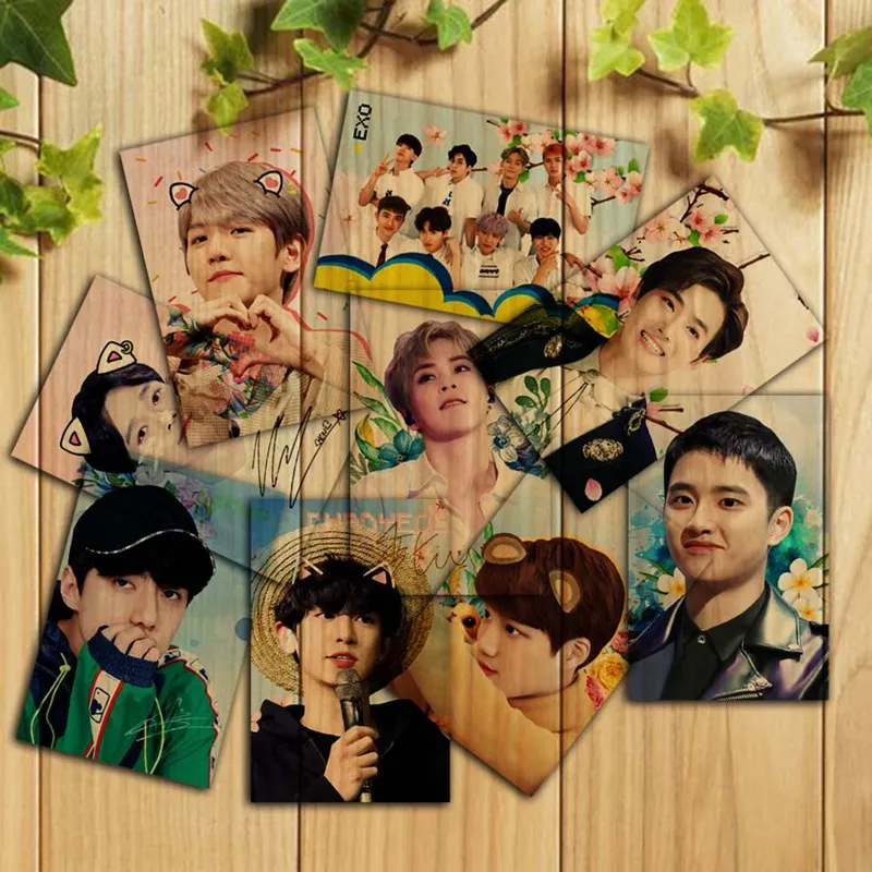 9 шт./компл. Youpop KPOP EXO альбом Elyxion фото карта хип хоп самодельные бумажные карты автограф Фотокарта