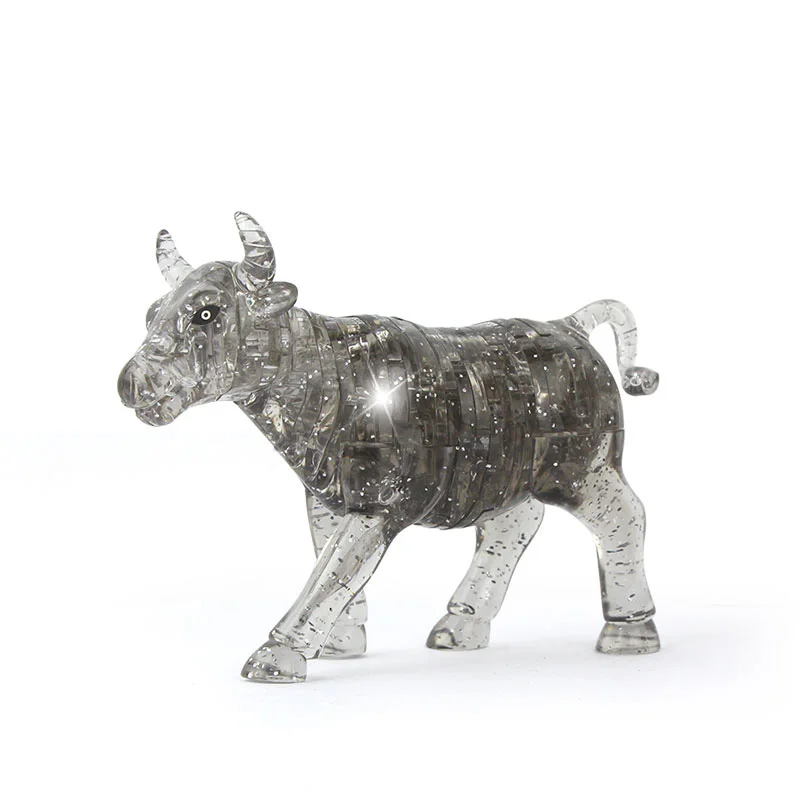 gray Cattle DIY 3D головоломка автомобиль двухэтажный автобус слон кристалл сборка головоломка DIY Головоломка украшение дома подарок на день рождения игрушки для детей - Цвет: gray Cattle