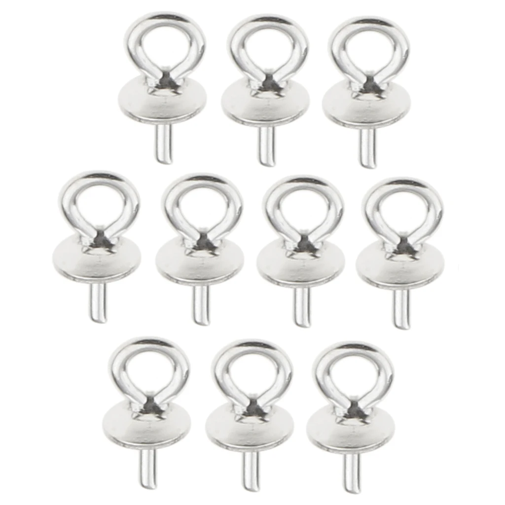 10x 925 Sterling Silver Pearl Bails Charms Pendant Connetcor For Jewelry Making