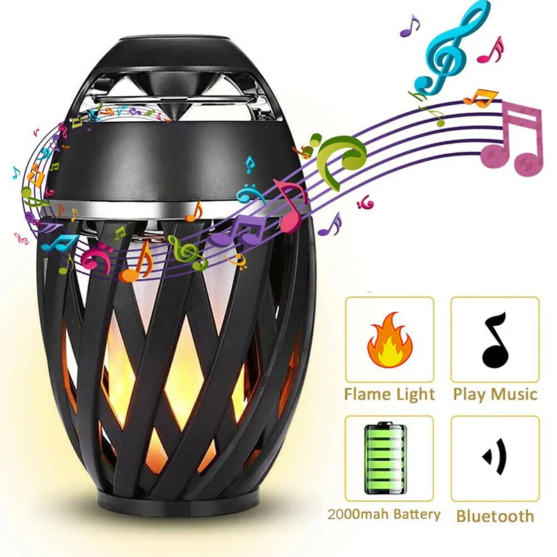 LED Flame Atmosphere Lamp Light Bluetooth Speaker Portable Wireless HD Stereo Speaker With Music Bulb Outdoor Camping Woofer best pc speakers