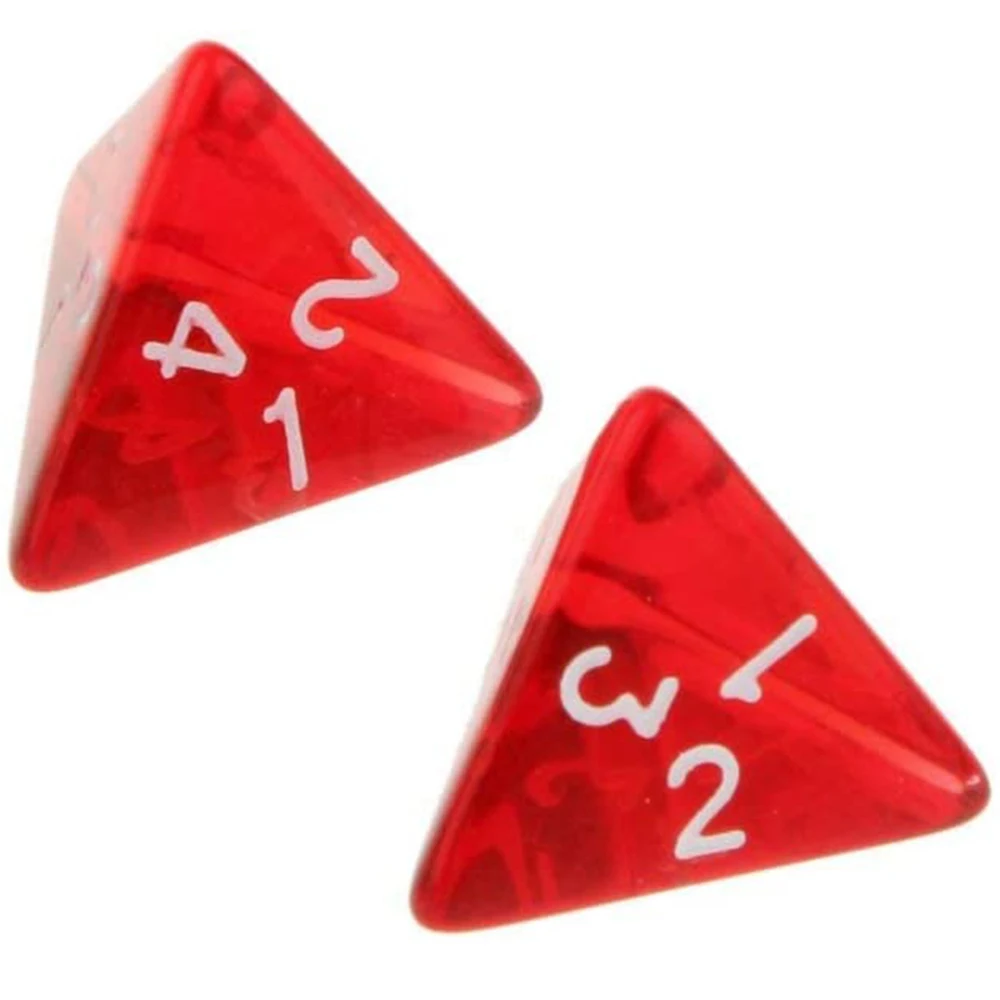20mm 4 Sided Polyhedral Dice Acrylic D4 DND RPG Dice Transparent Red Board Games Math Teaching Set with Bag game dice dice set acrylic dice dice bag