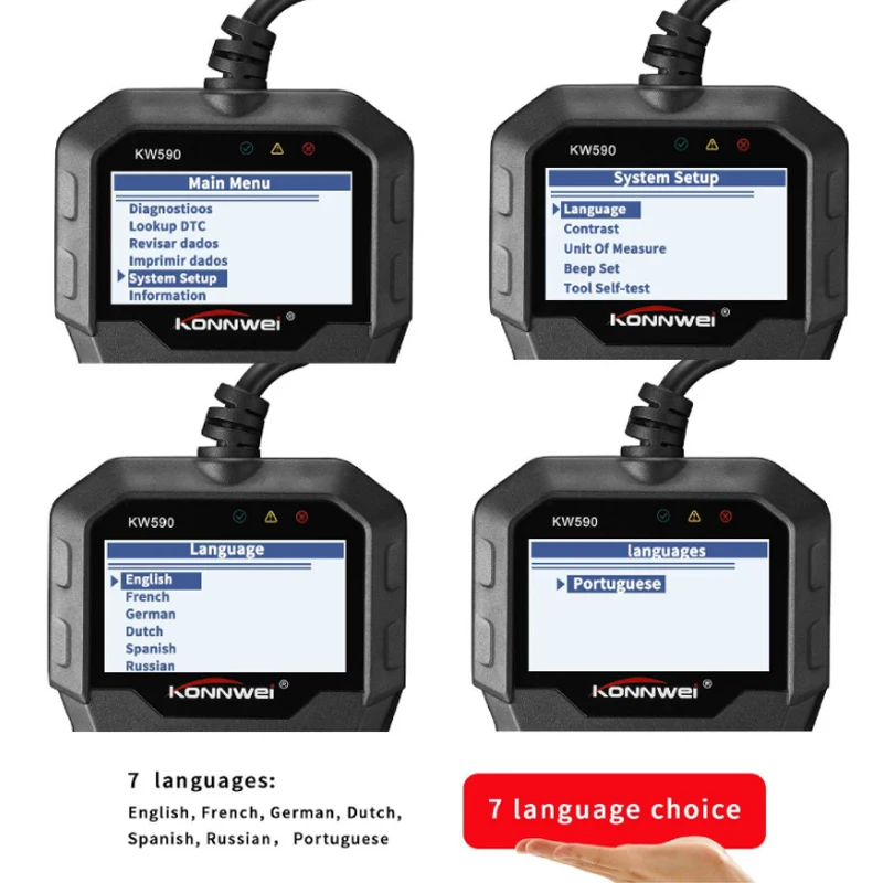 Диагностический инструмент KONNWEI KW590 Автомобильный сканер OBD2 поддержка