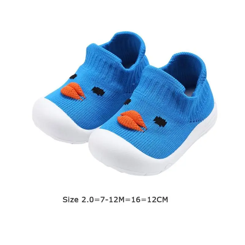 Blue 7-12M Износостойкая обувь; дышащая обувь для маленьких девочек и мальчиков; нескользящая резиновая основа; полиэфирная трикотажная Летающая ткань для новорожденных; Первые ходунки - Цвет: Blue 7-12M