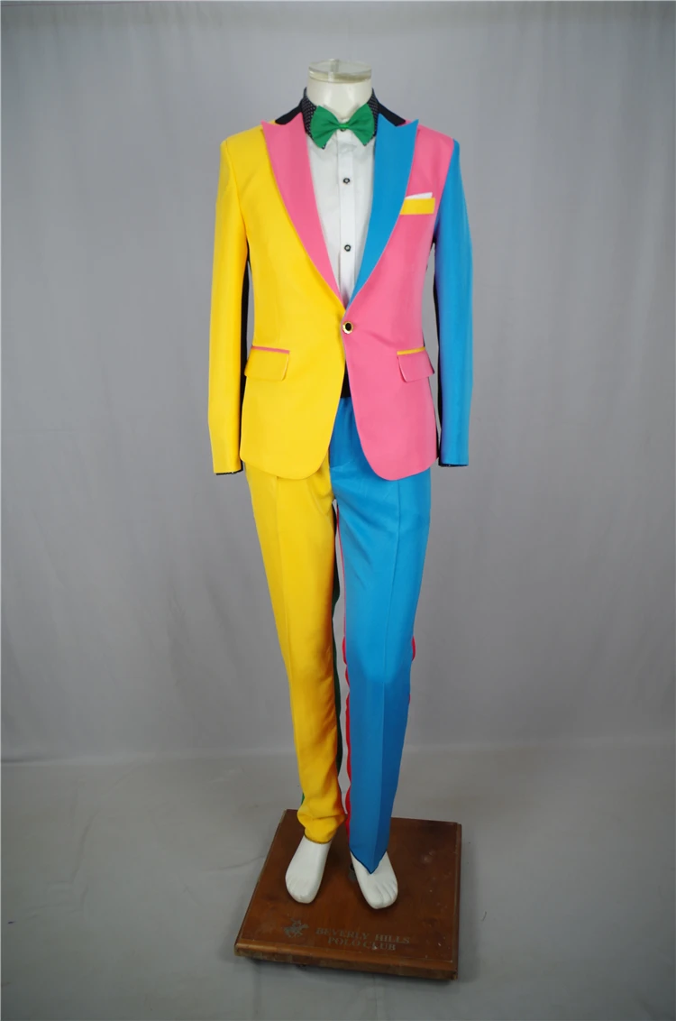 Magician Clown Suit Performance Stage Outfits Irregular Colorful Men's Nightclub Male Singer Host Blazers Pants DS Costume