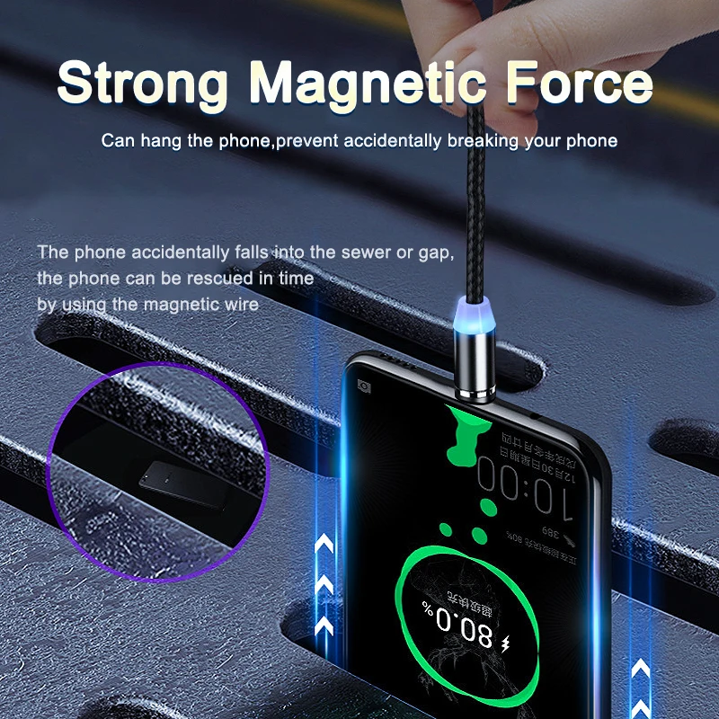 OKZ 2M Magnetic Cable Micro USB Type C Charger For Android Phones Fast Charging Magnet Charge Cord For iPhone 12 11 Pro XS Max