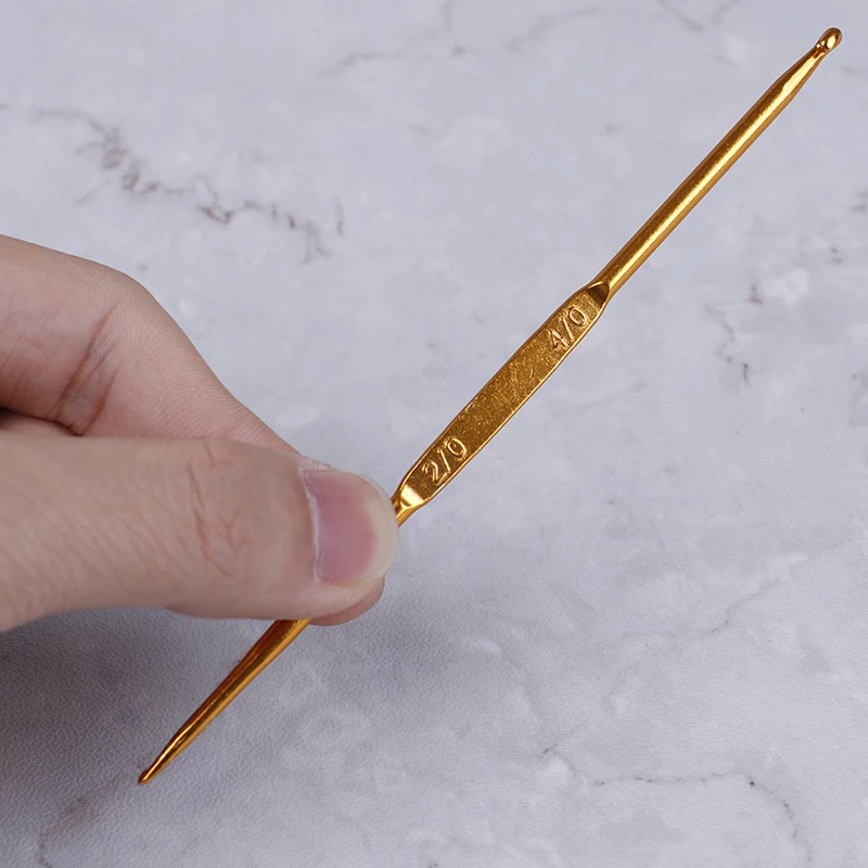 6Pcs/Set Weave Craft Sweater Knitting Metal Handle Craft Needles Golden Alumina Double End Crochet Hook Knitting Needle Set