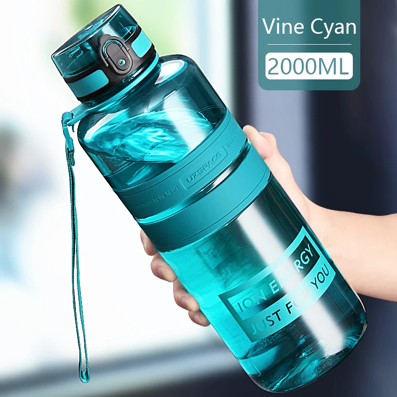 1L 1.5L 2L Fitness Sports Water Bottle Large Capacity Eco-Friendly Plastic Portable Leakproof Shaker Fruit Drink Bottle BPA Free 