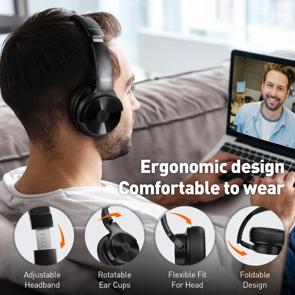 Oneodio A30 ANC Bluetooth Headphones 5 0 Active Noise Cancelling Wireless Headset HiFi Stereo Earphone with CVC8 0 Mic For Phone