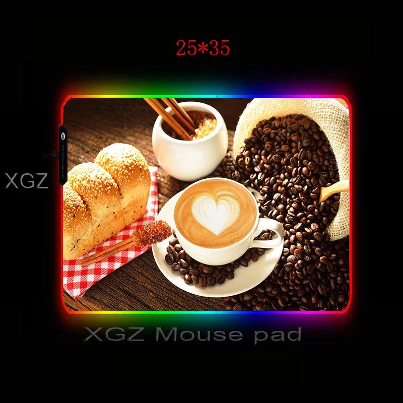  XGZ Bread Coffee Custom Large RGB Gaming Mouse Pad Lock-edge Anime Computer Desk Mat Speed Non-slip