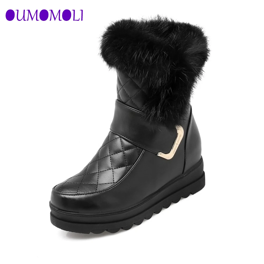 

2019 Female snow boots Size 34-43 Women PU Boots Height Increasing Zip Platform Shoes Woman Winter Keep Warm Boots Female J320