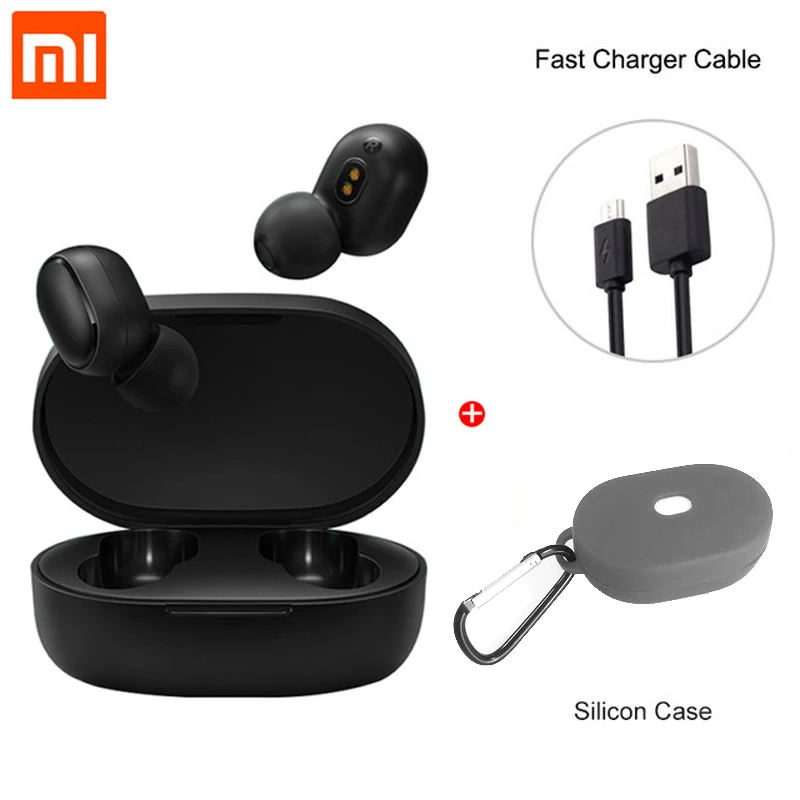 Global grey case Глобальная версия Xiaomi Redmi AirDots Bluetooth 5,0, наушники-вкладыши TWS, беспроводные Bluetooth наушники, стерео, бас, микрофон, громкая связь, управление AI - Цвет: Global grey case