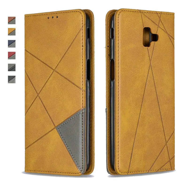 Роскошный кожаный кошелек для Coque samsung J6Plus Чехол samsung J6 Plus чехол флип для samsung Galaxy J4 Plus чехол J 4 J4+ J6