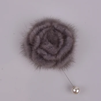 

Mink Fur Pompom Ball Women Luxury Flower Brooch Female Brooches Pins Coat Suit Collar Cardigan Dress Jewelry