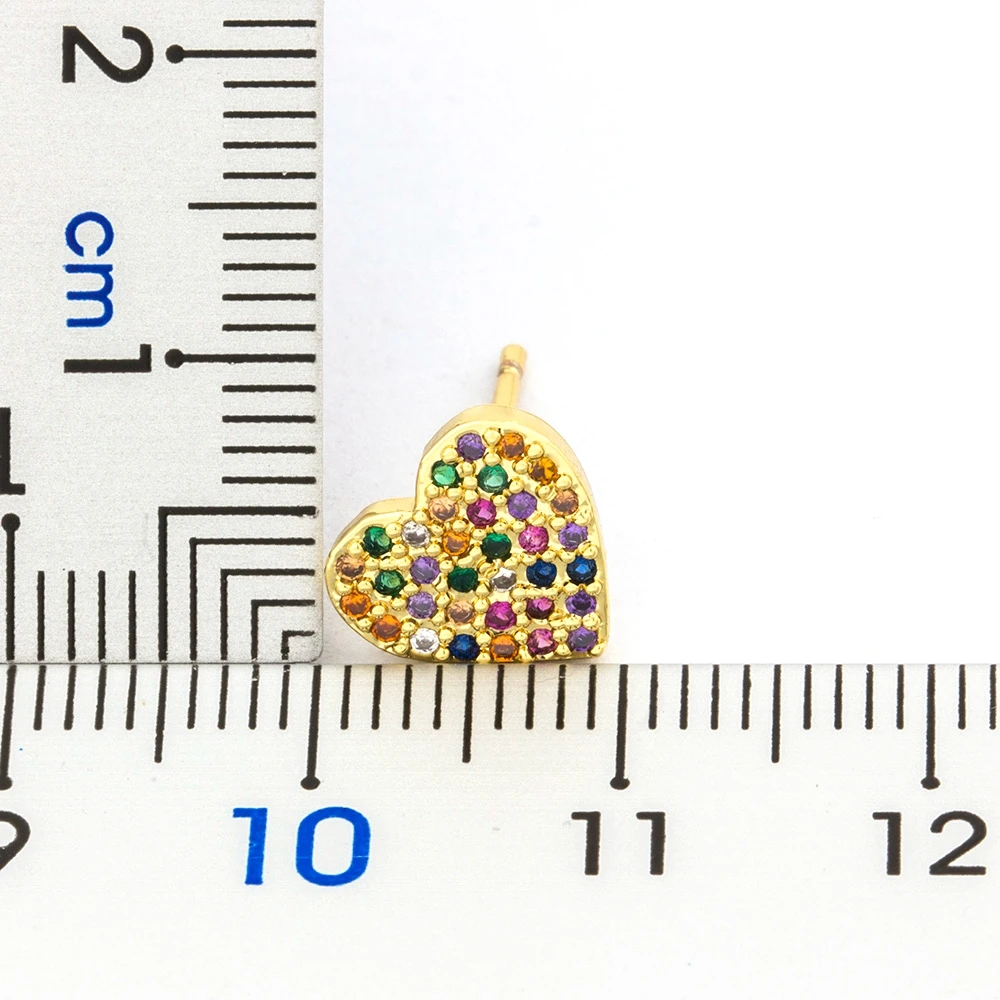 Top Quality Copper Stud Earrings Heart Crystal AAA CZ Gold Color Jewelry Hot Sale Party Wedding New Year Gift for Women Girls - Image 2