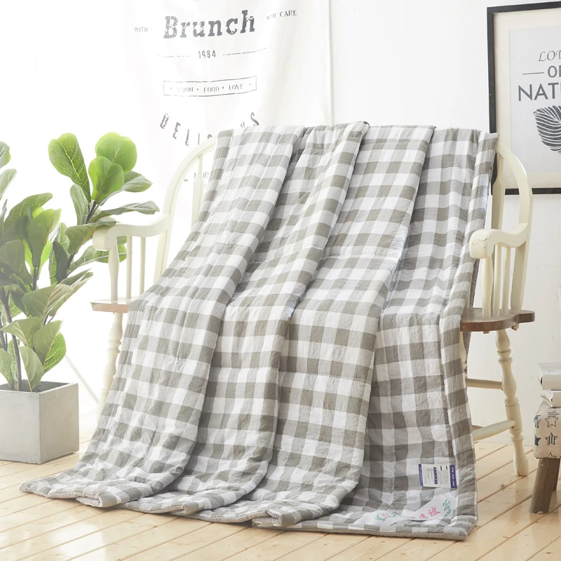 

New Stripe Printing Cotton Summer Air Conditioner Cool Thin Quilt Washed Comfortable Home Textile Bedding Comforters Duvets49