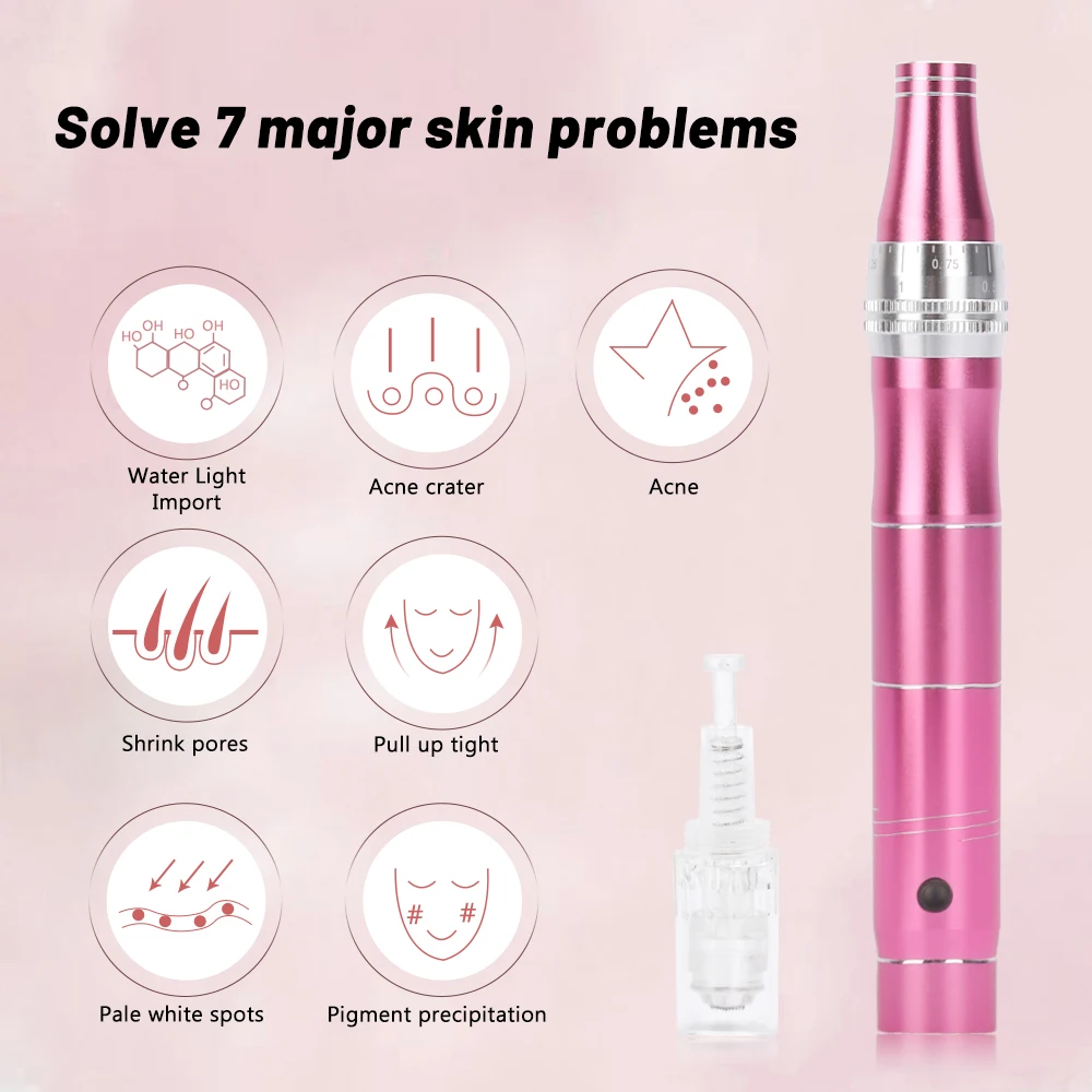 Electric Micro Tiny Needles Derma Pen Professional Wireless Electric Dr Pen with 6Pcs Needles Microneedling Tattoo Gun Skin Care