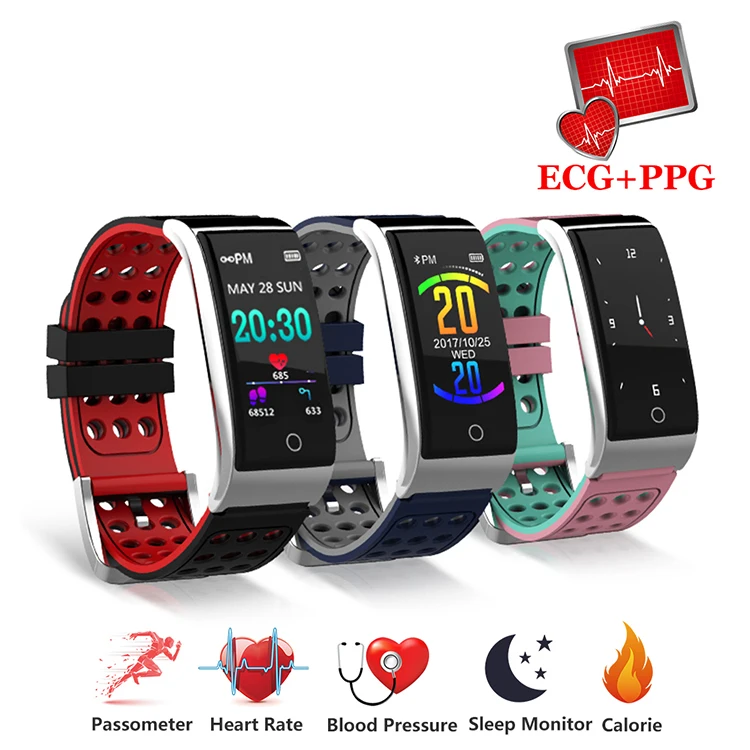ESEED E08 ECG PPG Smart Bracelet Fitness tracker Heart Rate Monitor Blood Pressure smart band for xiao mi band 4 honor band 5