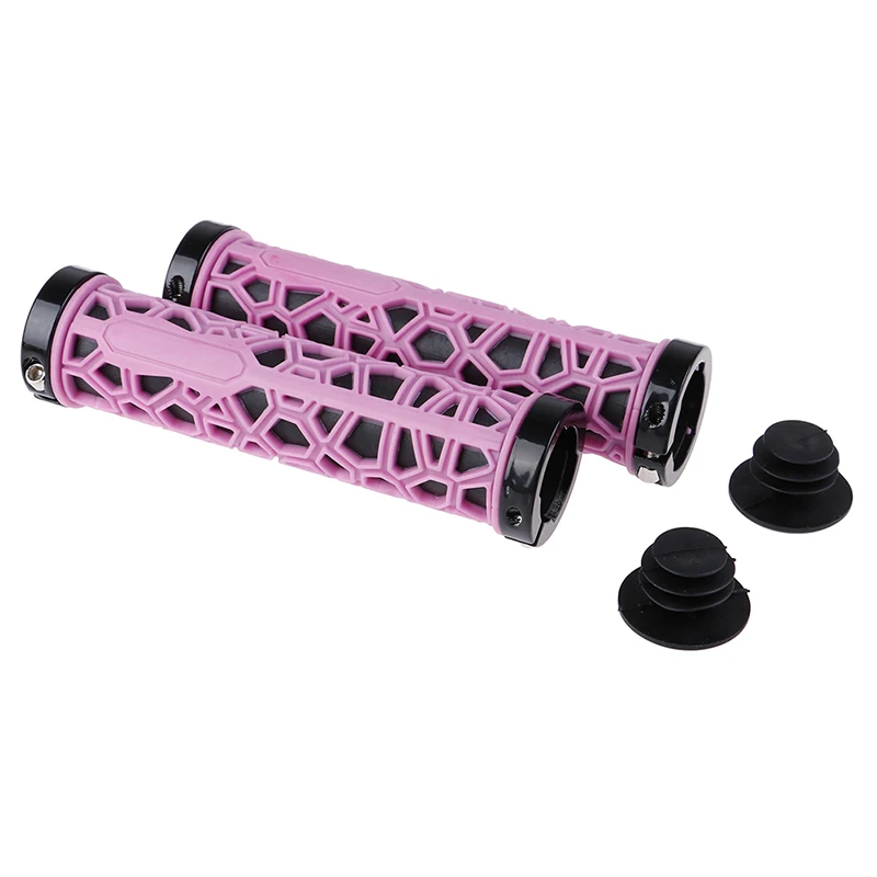 pink 1 пара полые ручки бар противоскользящие ручки резиновый мягкий руль велосипед - Цвет: pink