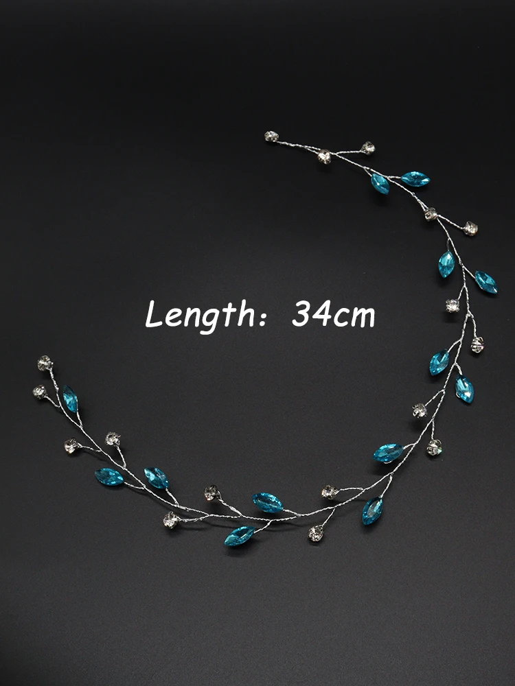 Bridal Hair Accessories Silver Blue Wedding Rhinestone Headband Elegant Prom Hairpiece Luxury Hairband Bridal Hair Accessory Women Hair Jewelry