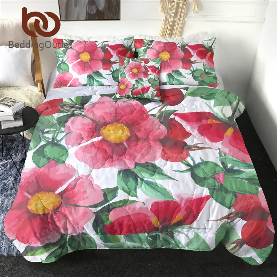 BeddingOutlet цветочное одеяло цветущие цветы воздушное для кровати королевы 4 шт.
