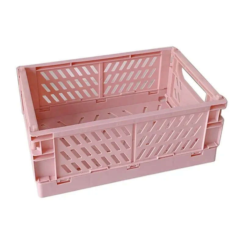 Collapsible Crate Plastic Folding Storage Box Basket Utility Cosmetic Container Desktop Holder Home Use